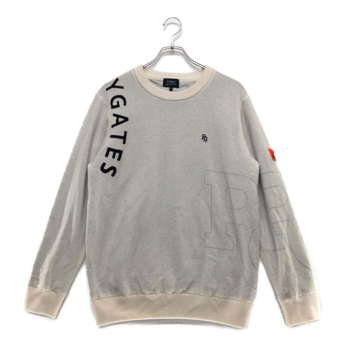 coco 中古【値下げ】パーリーゲイツ PEARLY GATES メンズセーター 4(M) 白 裏地付 カシミヤ混 シンプル レターパックプラス発送可K011175拍卖