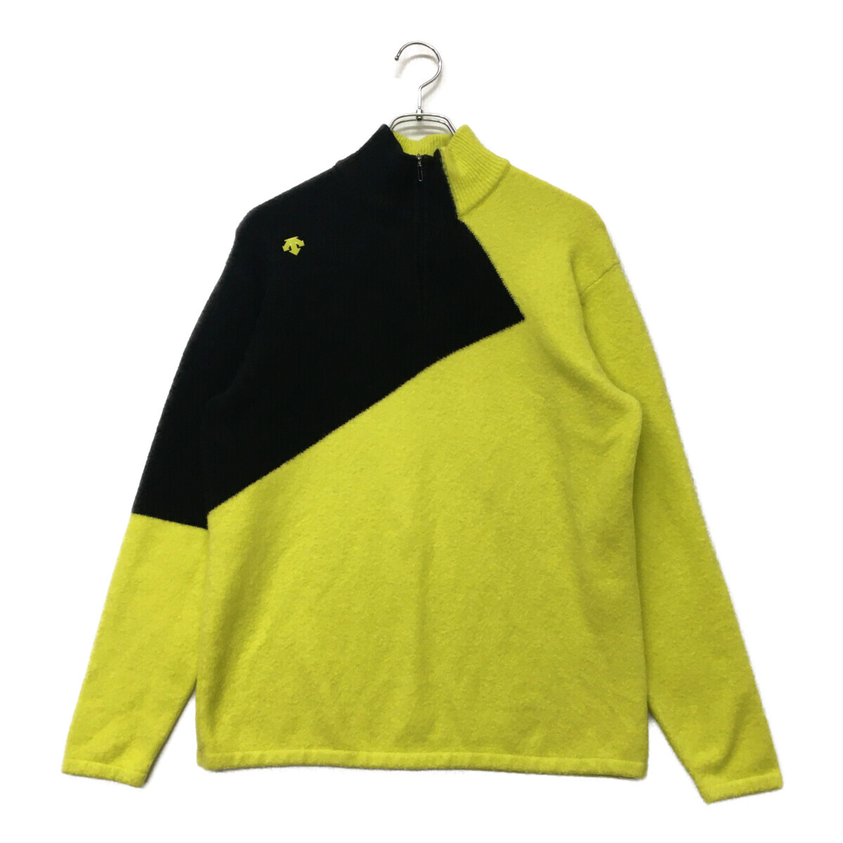 coco 中古【値下げ】デサントゴルフ DESCENTE GOLF メンズ セーター O 黄緑×黒 ハーフジップ ハイネック K6527拍卖