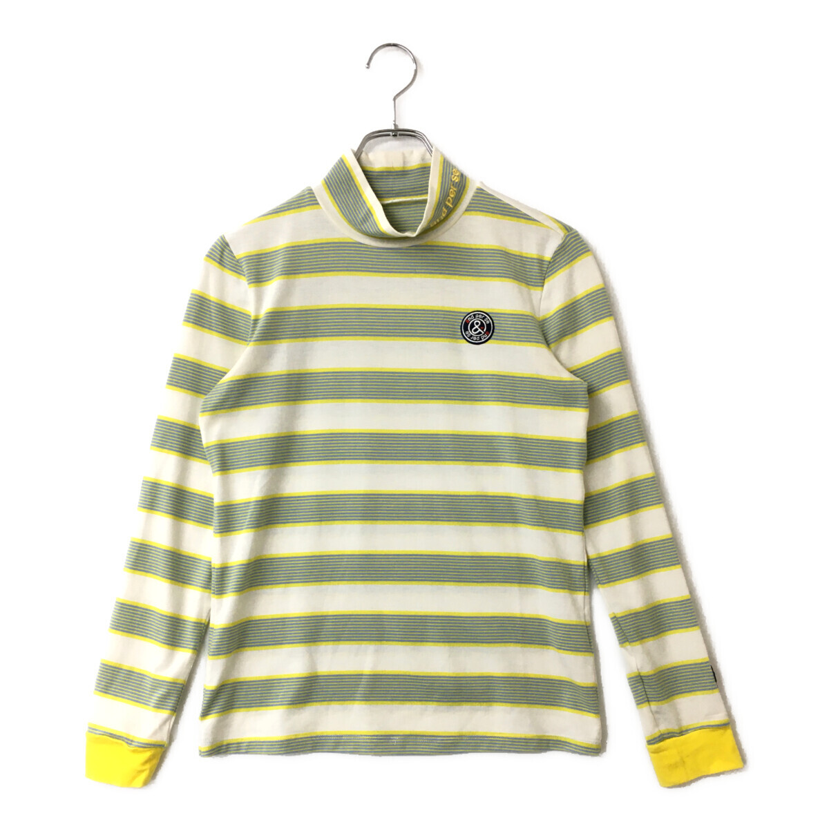 coco 中古【SALE】 アンパスィ and per se レディース 長袖シャツ M 白×緑×黄色 モックネック ストレッチネコパケ発送可 88266拍卖