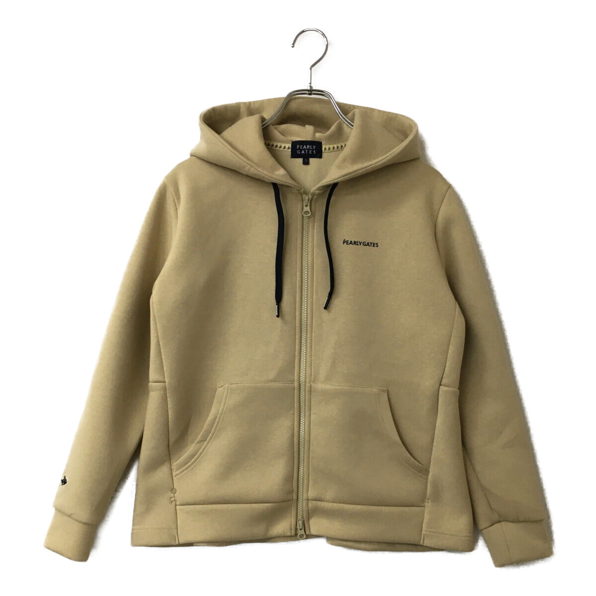 coco 中古【SALE】 パーリーゲイツ レディース パーカー 1(M) ベージュ 長袖ダブルジップ シンプル レターパックプラス発送可 87700拍卖