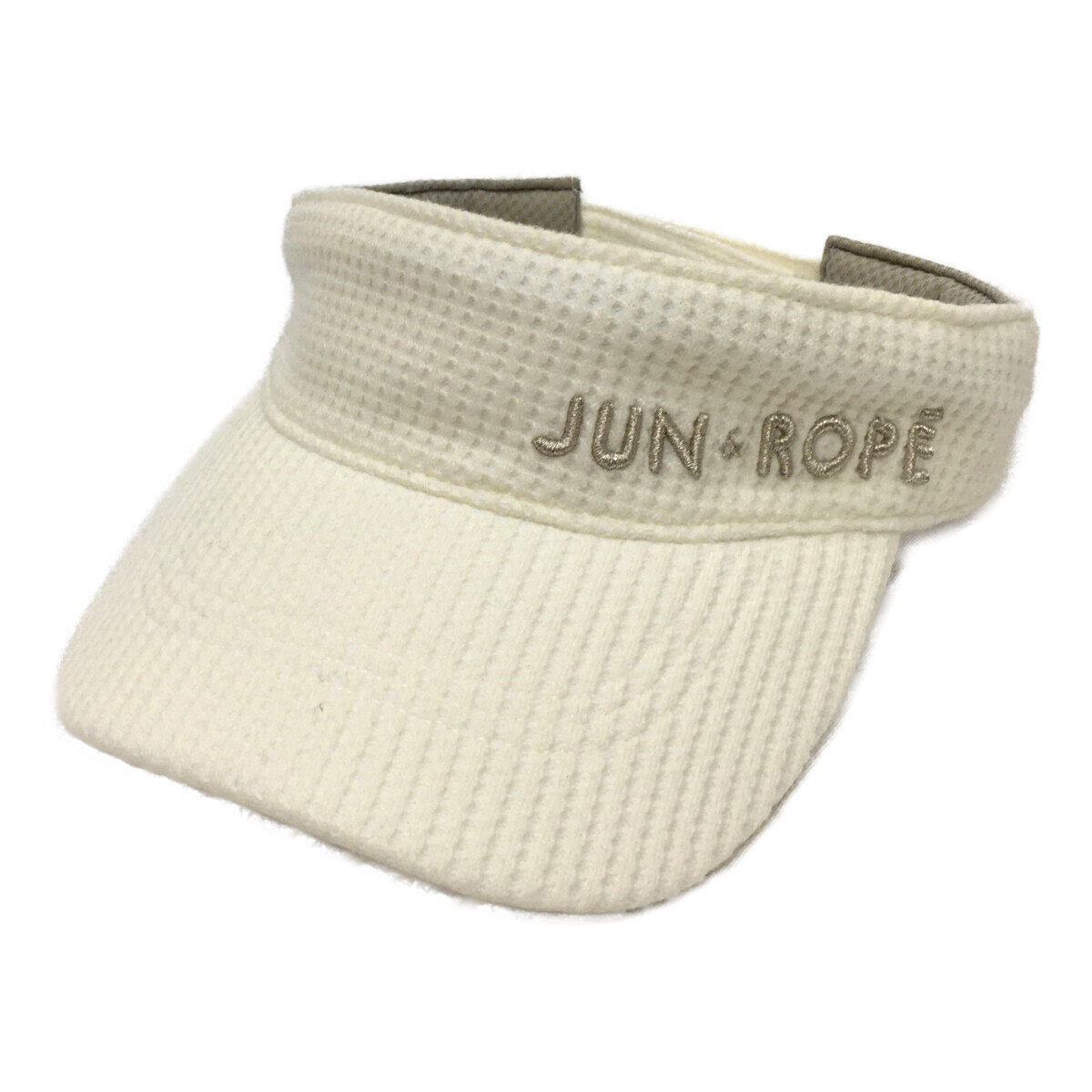 coco 中古【値下げ】 ジュン&ロペ JUN&ROPE サンバイザー 白 訳あり バイザー裏ファー ワッフル レターパックプラス発送可 K011923拍卖