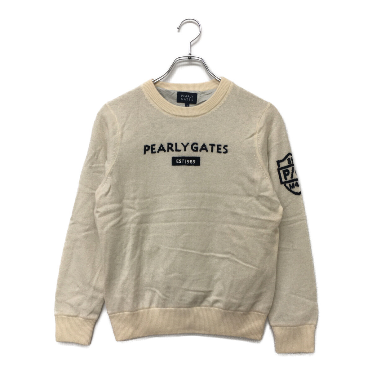 coco 中古【値下げ】 パーリーゲイツ レディース セーター 0(S) 白 ホワイト カシミヤ 裏地付き ニット レターパックプラス発送可 112090拍卖