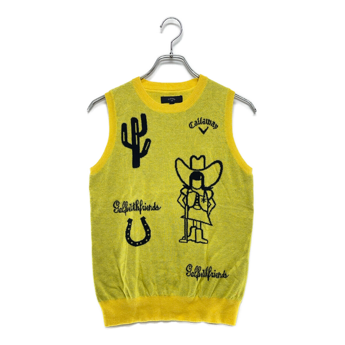 coco 中古【値下げ】 キャロウェイ Callaway レディース ベスト L 黄 イエロー クルーネック ニット レターパックプラス発送可 111733拍卖