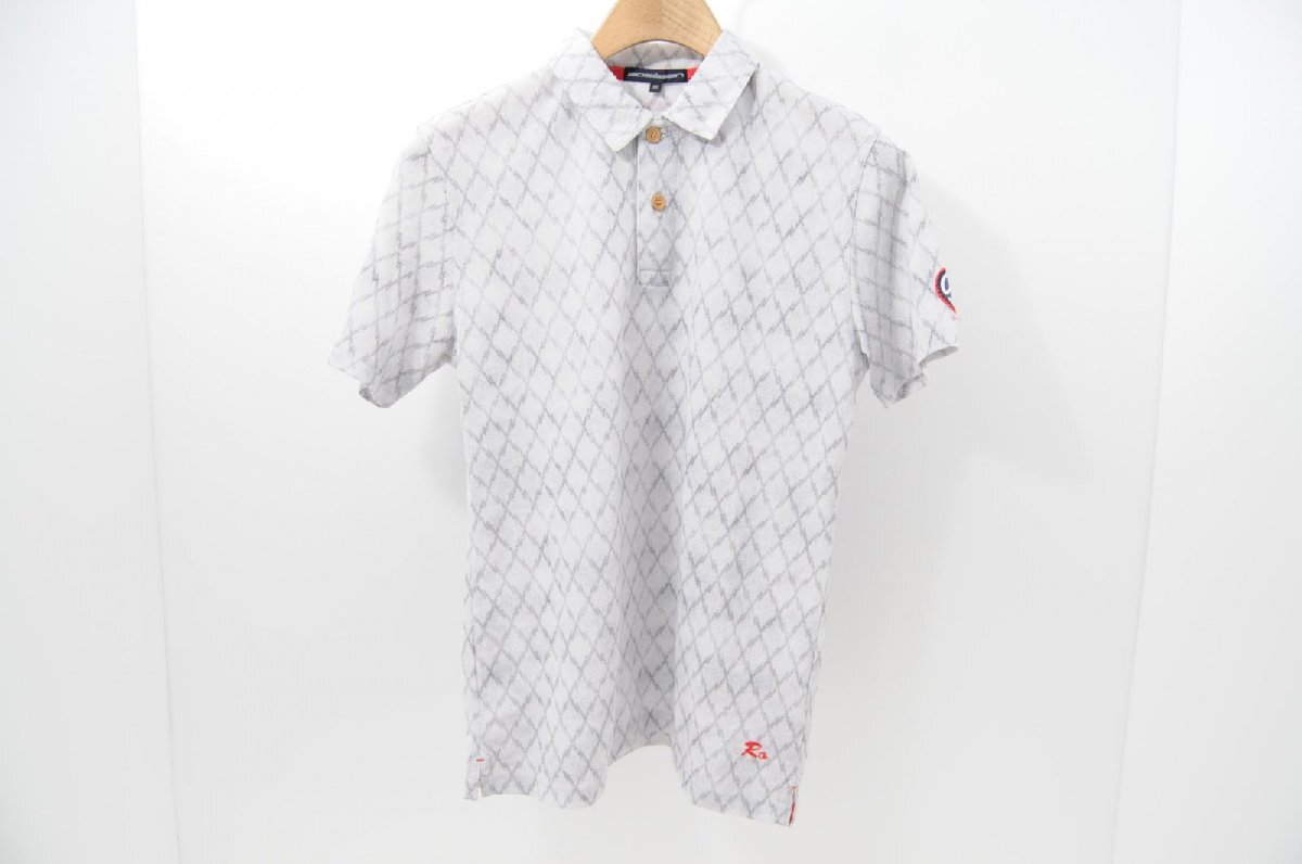 coco 中古【SALE】 ロサーセン ROSASEN メンズ 半袖ポロシャツ M グレー 鹿の子 総柄 レターパックプラス発送可 67715拍卖