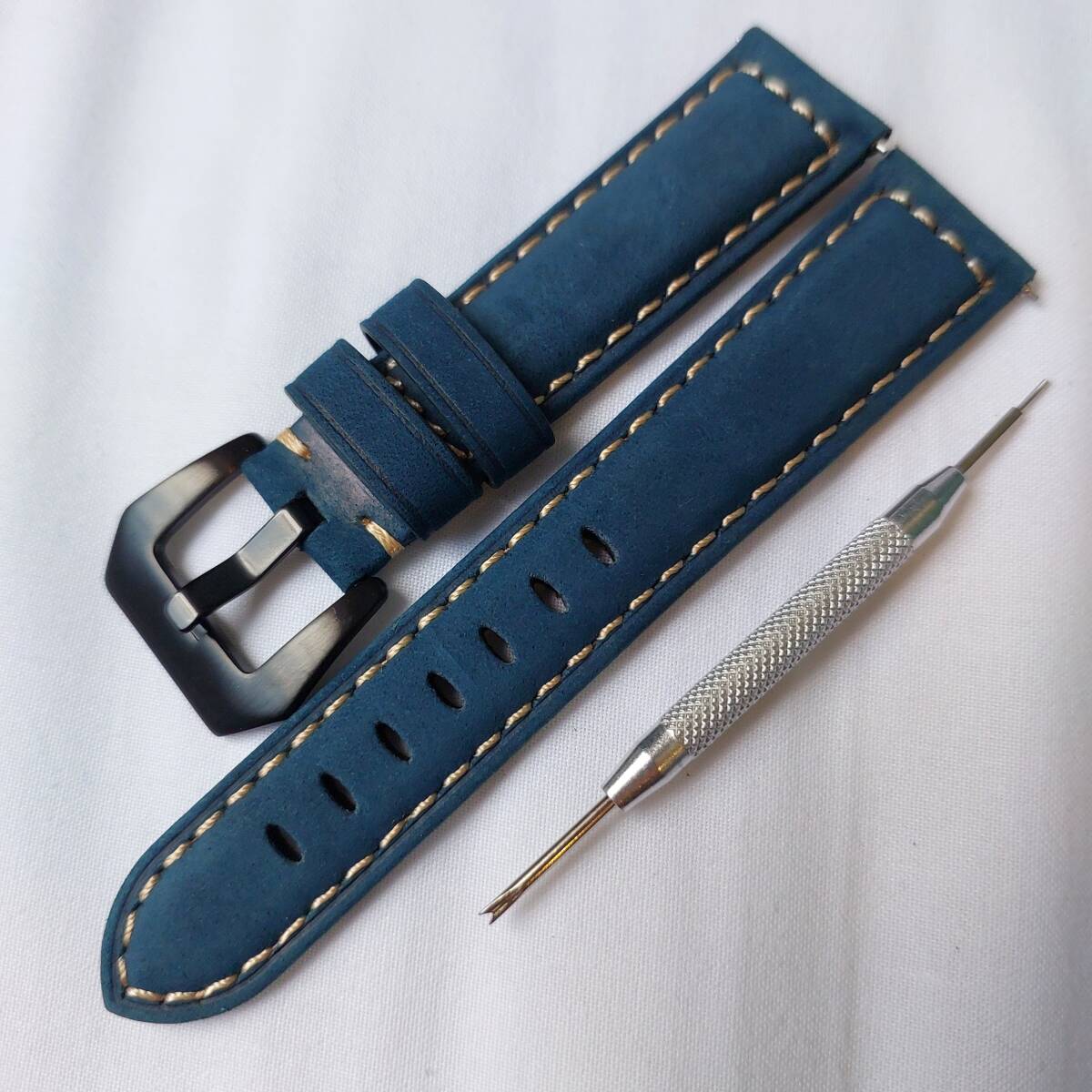 時計ベルト バンド レザー ラグ幅22mm メンズ 新品 未使用 バネ棒 工具付き ⑤拍卖