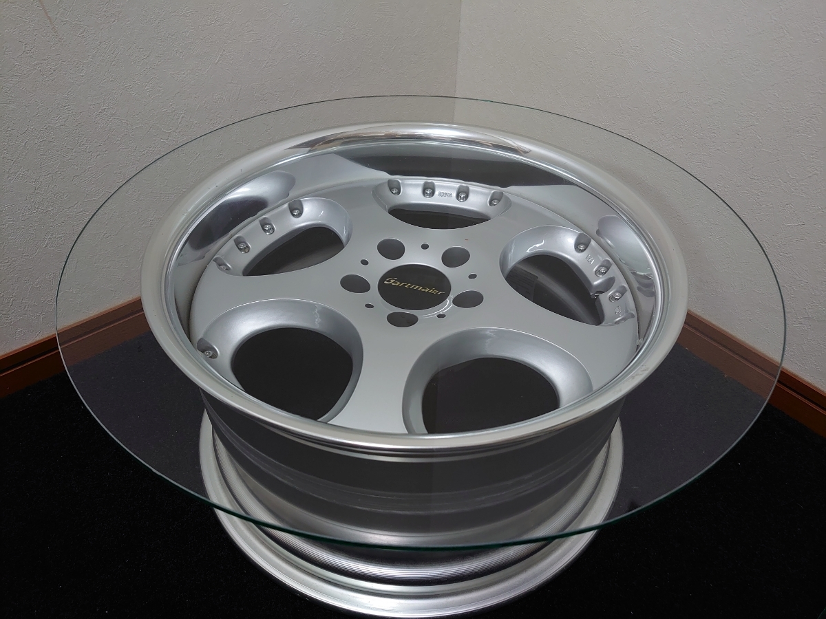 アルミホイールをガラステーブルにしませんか? ♪受注生産ですので落札後製作します。納期は約1週間程で発送します。拍卖
