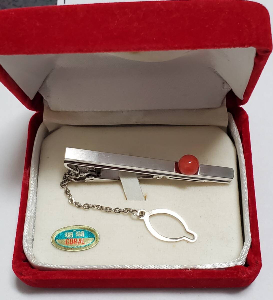 珊瑚 タイピン タイバー メンズ アクセサリー 8,3g 未使用品 保管品拍卖