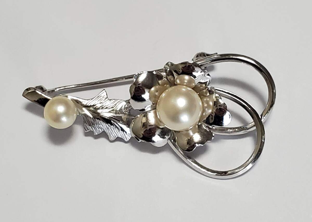 SILVER 920 シルバー920刻印 アコヤ真珠 本真珠 パール ブローチ レディース アクセサリー 6,4g 美品拍卖