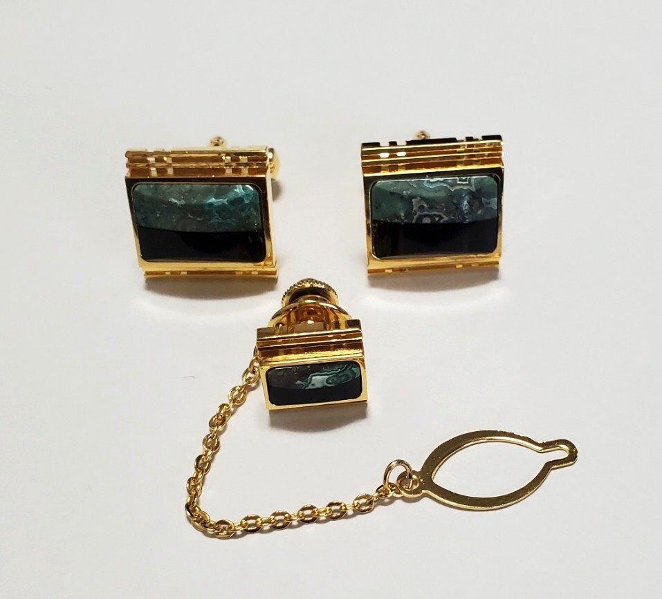 カラーストーン タイピン&カフスボタン メンズ アクセサリー 18,1g きれいめ拍卖