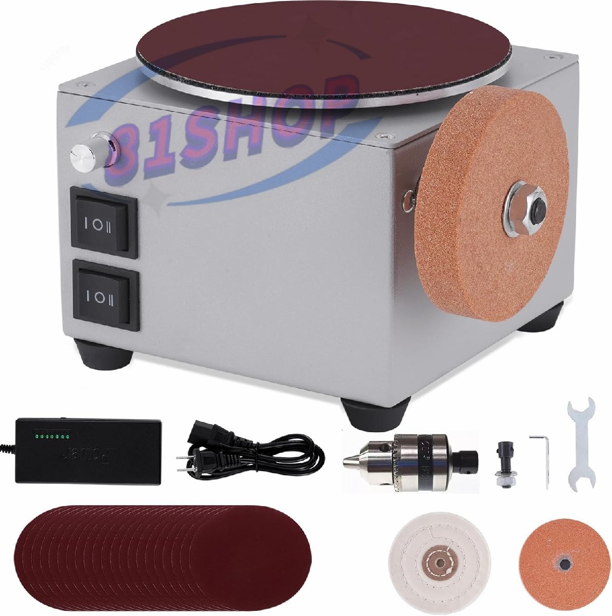 「81SHOP」ディスク研磨機 電動 小型ディスクサンダー 0-6000rpm家庭用 DIY 卓上木工用 小型刃物研磨機 ナイフベルトサンダー 研削拍卖
