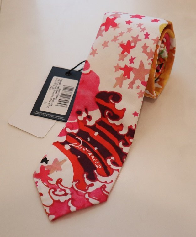 DSQUARED2 ディースクエアード 新品コットンネクタイ34100円プリント拍卖