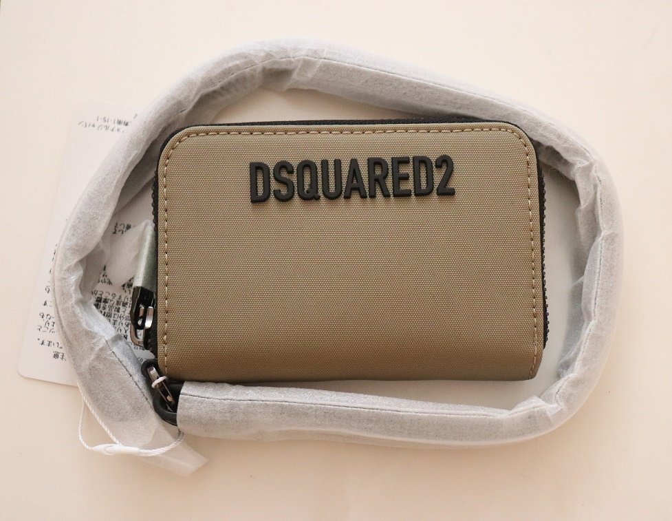 DSQUARED2ディースクエアード新品メンズウォレットコード付ラウンドジップ小銭入れ57200円拍卖
