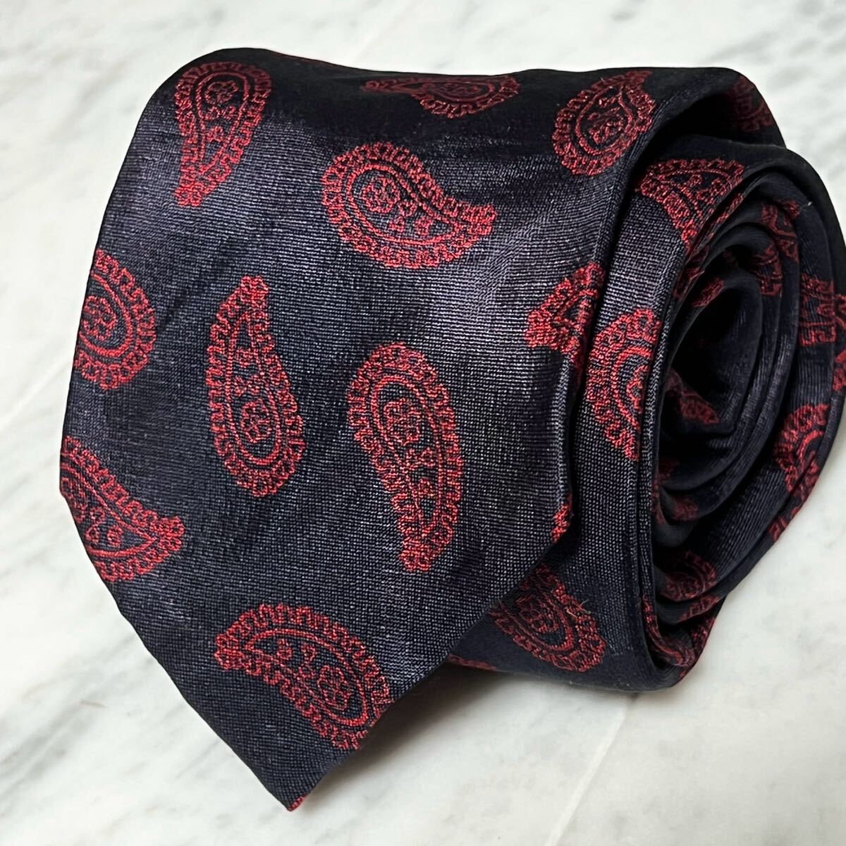 999円~ BEAMS F ネクタイ ネイビー レッド ペイズリー柄 (B12)拍卖