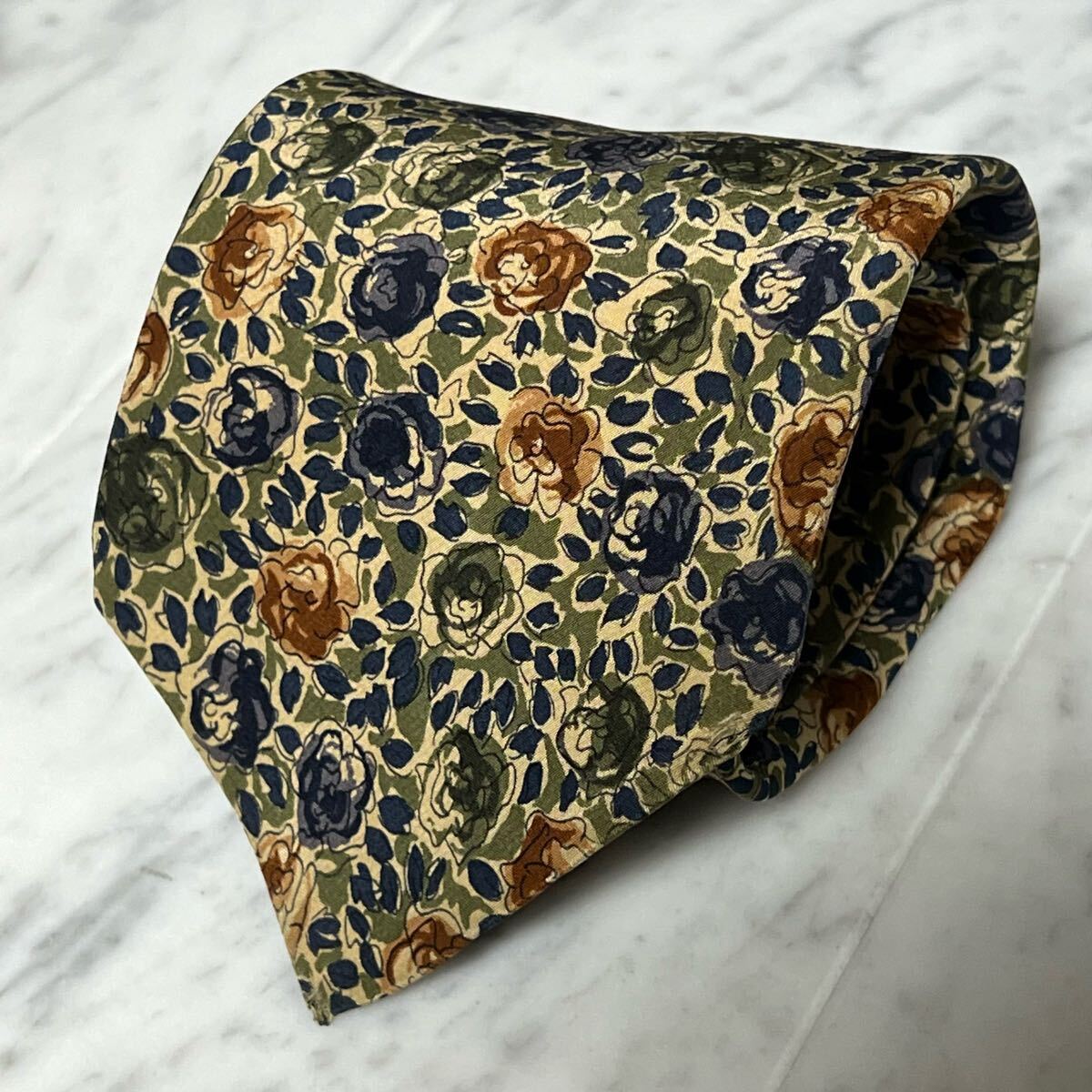 770円~ GIVENCHY ネクタイ ベージュ カーキ ボタニカル柄 (GREEN B1)拍卖