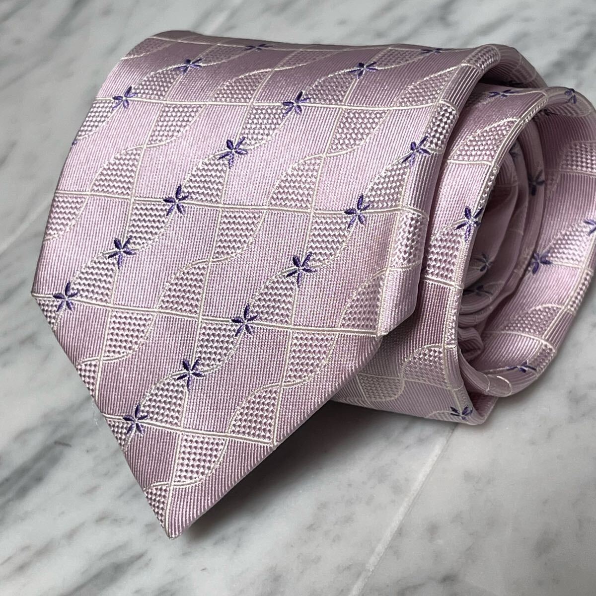 999円~ renoma ネクタイ ピンク系 ブロックチェック柄 ストライプ (R1)拍卖