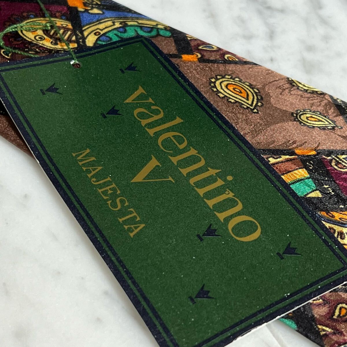 【新品タグ付き】 999円~ VALENTINO ネクタイ ブラウン ペイズリー柄 マルチカラー (GREEN B6)拍卖