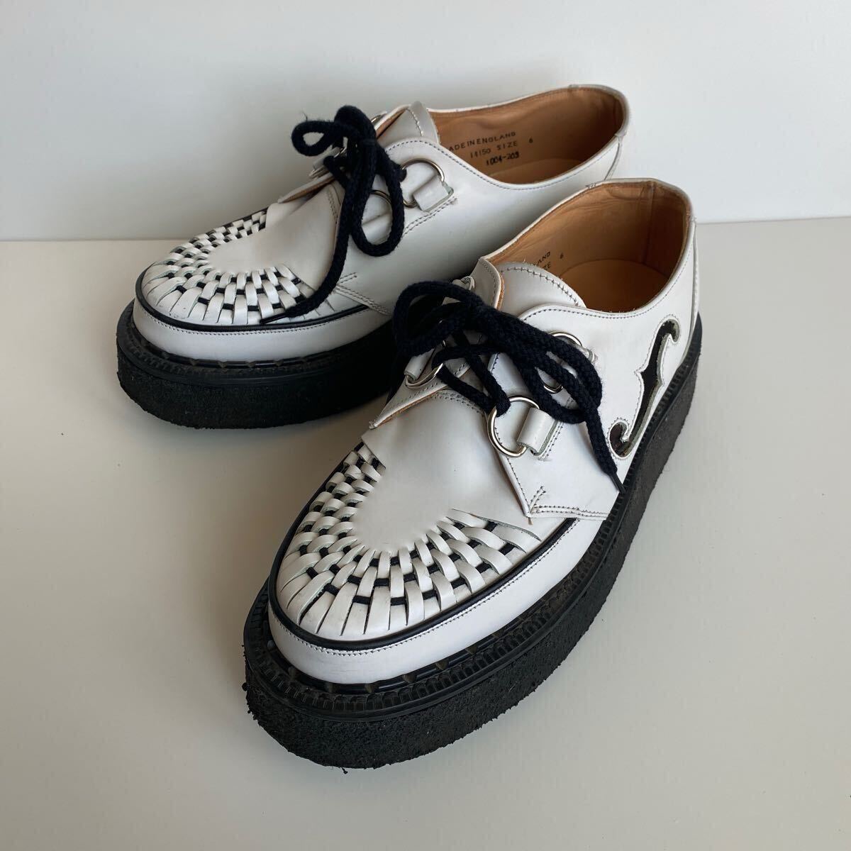 【美品】GEORGE COX ラバーソール ジョージコックス 14150ホワイトレザー×ブラックレザーfホール拍卖