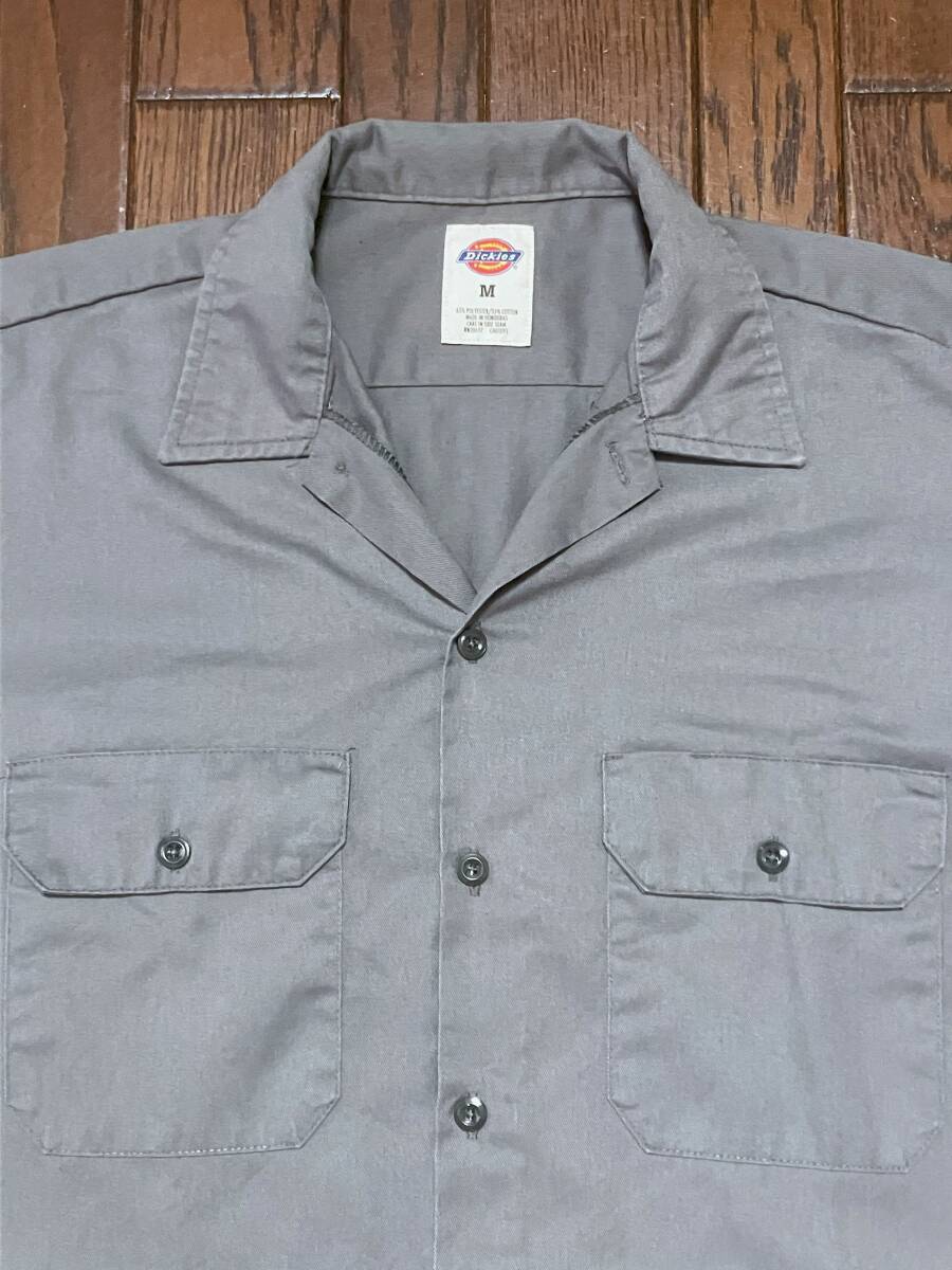 ディッキーズ DICKIES ユーズド 長袖 ワークシャツ M グレー ボックス型 検索 スケート バイカー チカーノ 作業着拍卖