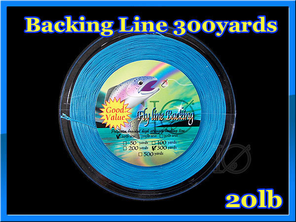 【新品】 フライ用 バッキングライン 少し長めの 300yard Blue 青色 20lbs ◆拍卖