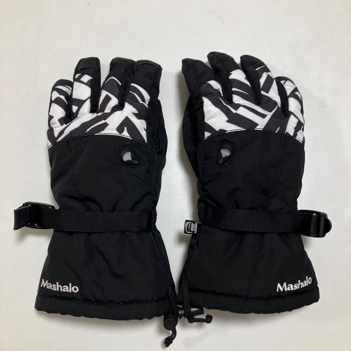 Mashalo マシャロ 手袋 グローブ スキー スノーボード スキーグローブ 防寒 アウトドア ブラック uni sex L拍卖