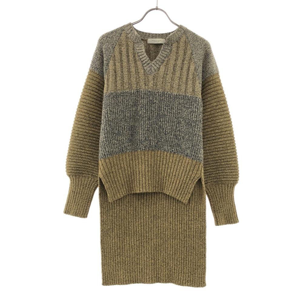 PUBLIC TOKYO パブリック トウキョウ 日本製 長袖 ラメ ニット FREE マスタード×グレーラメ セーター レディース拍卖