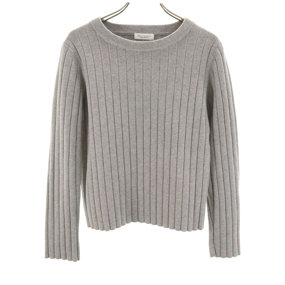 BEAUTY&YOUTH UNITED ARROWS ビューティーアンドユースユナイテッドアローズ 長袖 リブ ニット グレー セーター レディース拍卖