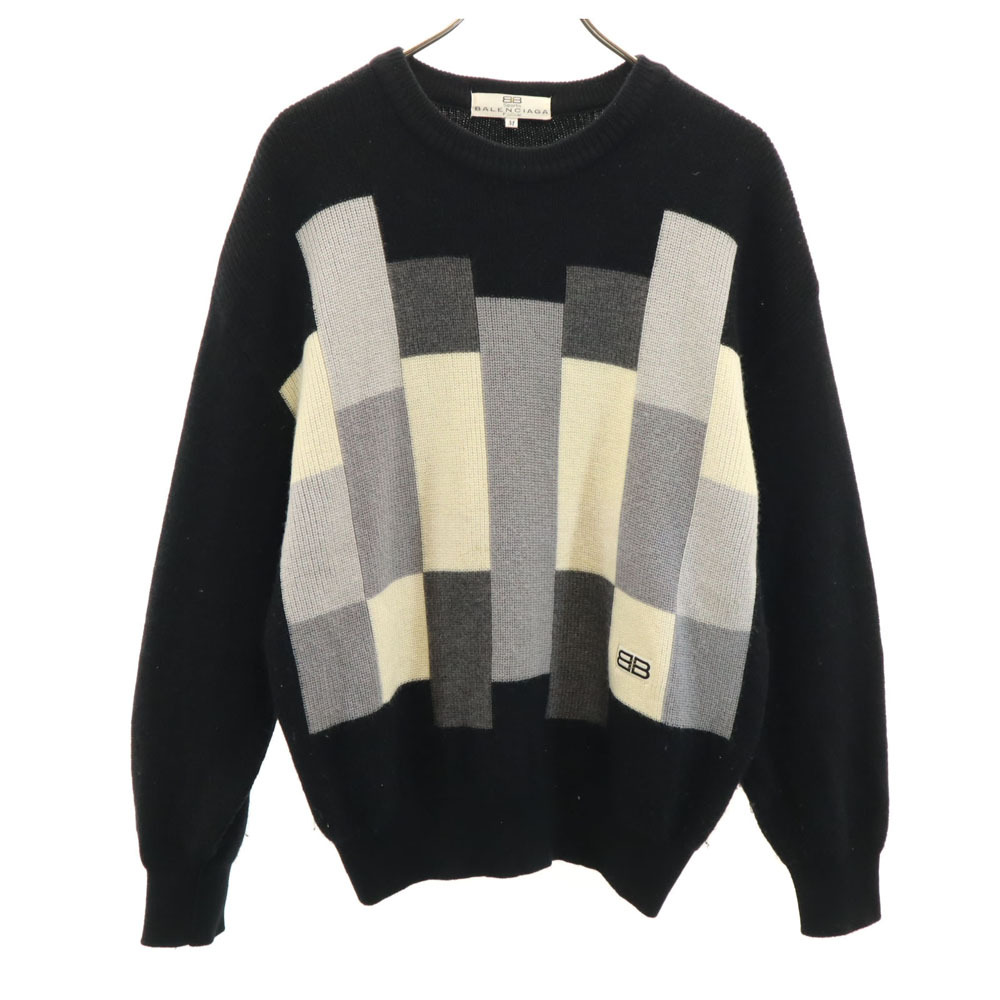 BALENCIAGA SPORT バレンシアガ スポーツ 90s オールド 長袖 セーター M ブラック ニット メンズ拍卖