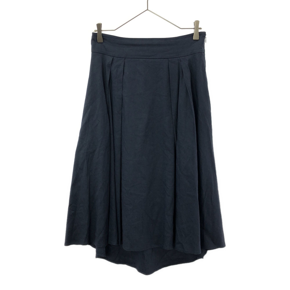theory セオリー 日本製 リネンブレンド ミディスカート 2 ネイビー サイドジップ レディース拍卖