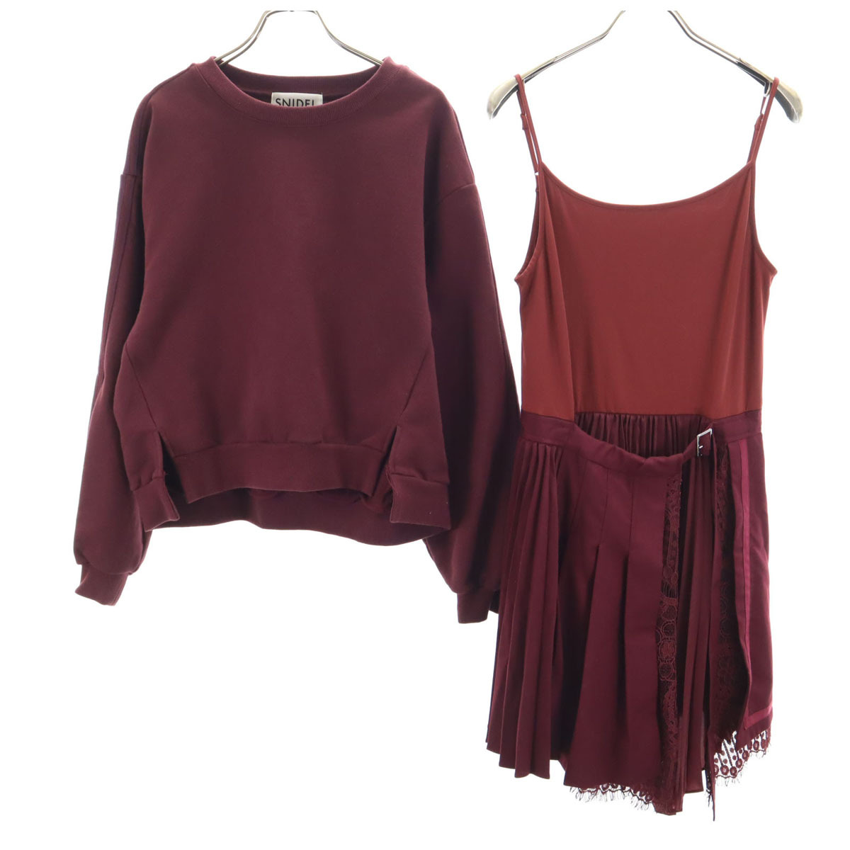 SNIDEL スナイデル 長袖 スウェットドッキング ワンピース パープル系 レディース拍卖