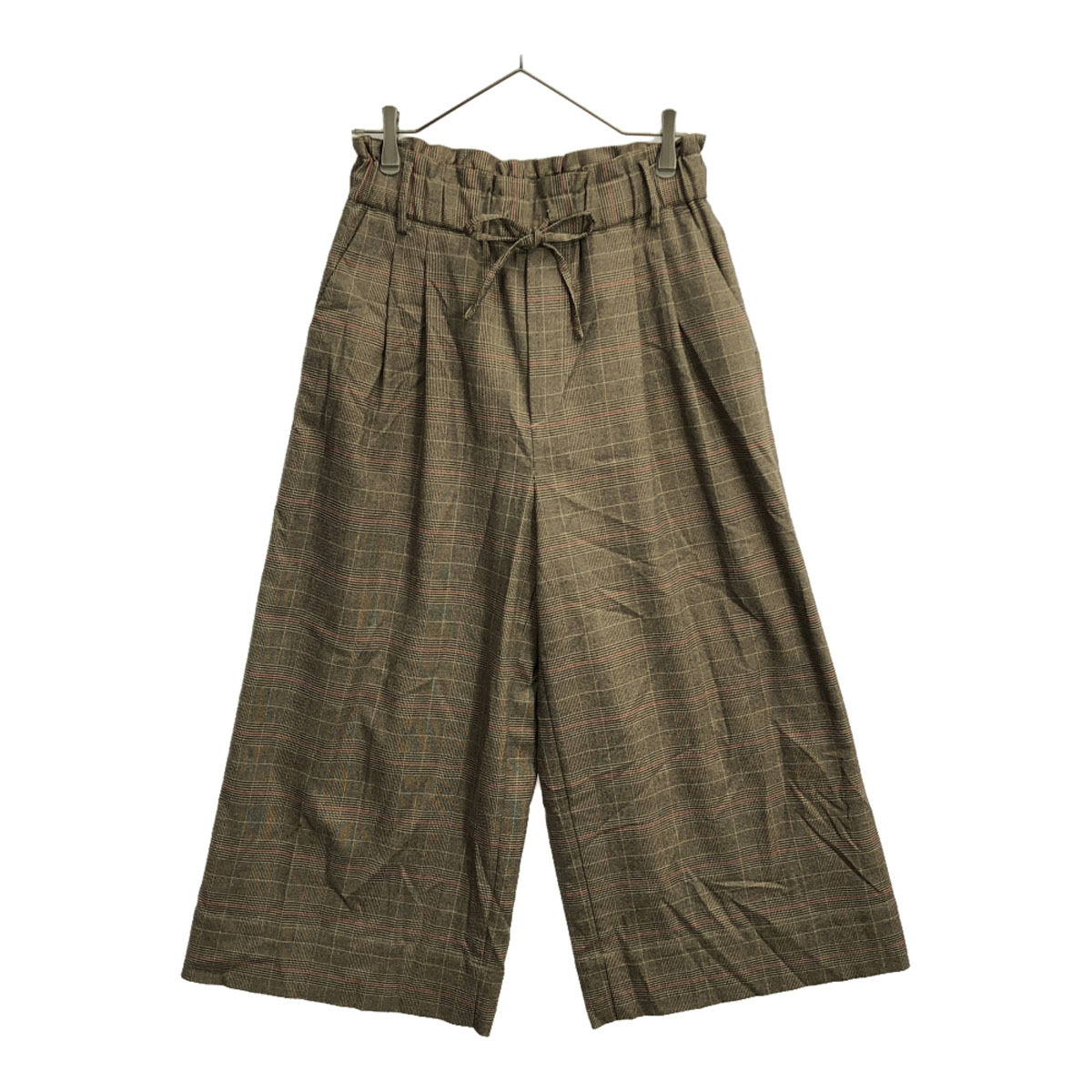 JOURNAL STANDARD ジャーナルスタンダード チェック柄 ワイドパンツ 38 ブラウン系 ウエストゴム レディース拍卖