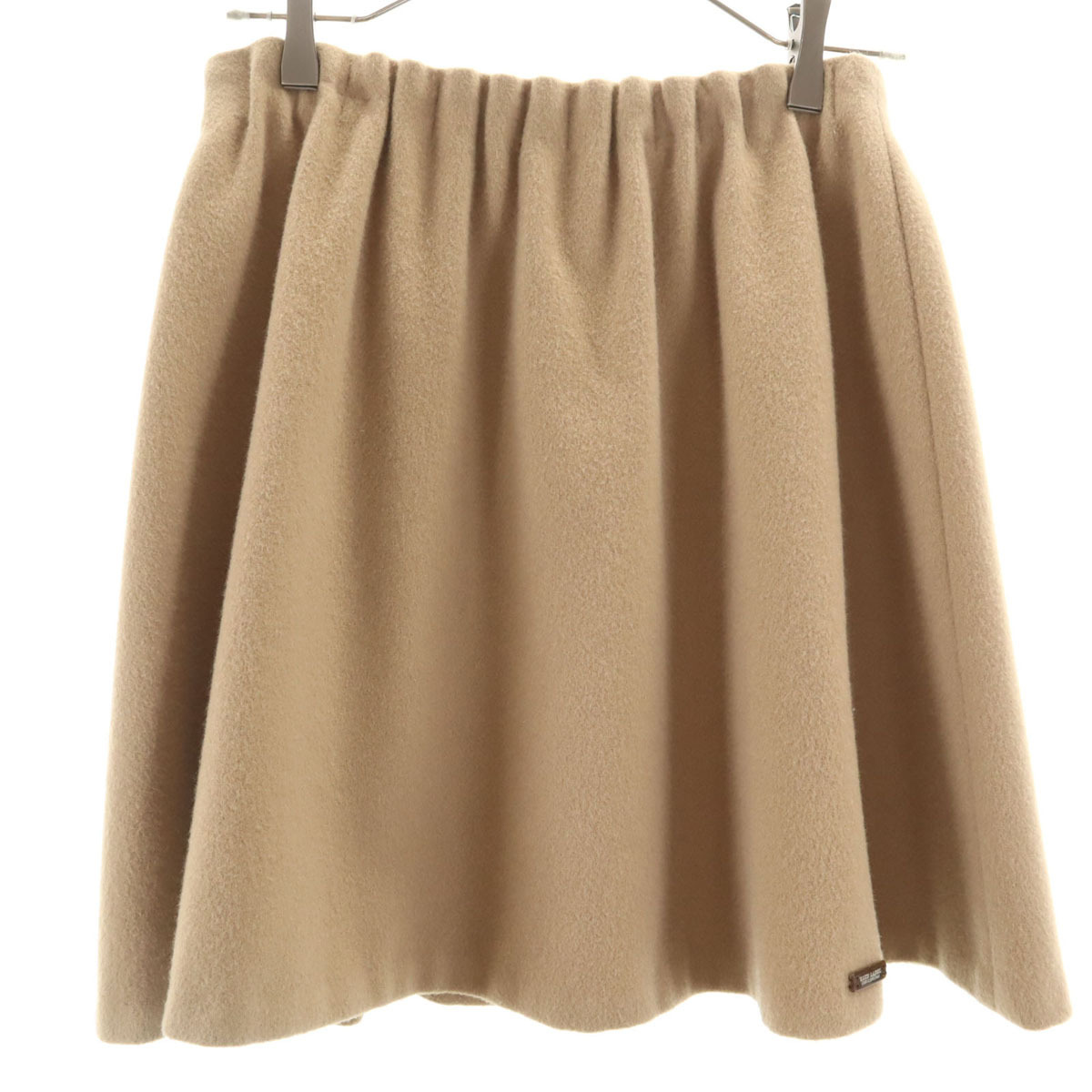 BLUE LABEL CRESTBRIDGE ブルーレーベルクレストブリッジ 日本製 ウール ミニ丈 フレアスカート 38 ベージュ ウエストゴム レディース拍卖