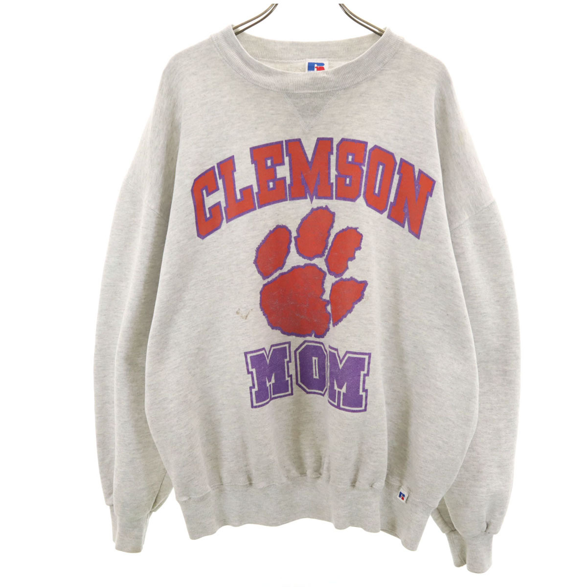 RUSSELL ATHLETIC ラッセルアスレチック 90s USA製 オールド CLEMSON MOM 長袖 スウェット トレーナー XL グレー メンズ拍卖