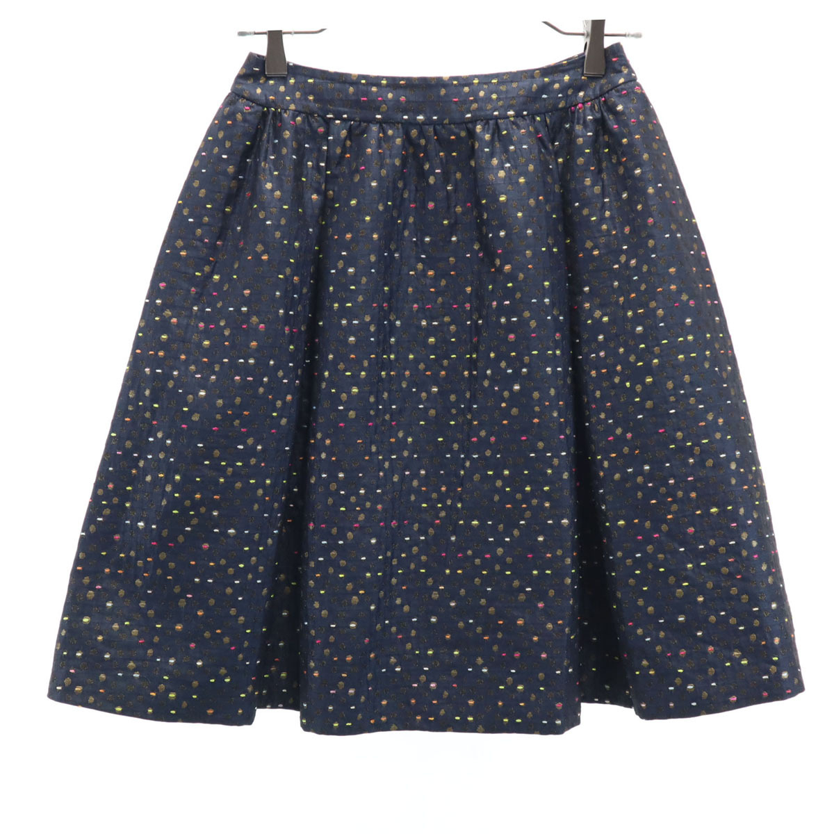 Rene ルネ 日本製 ドット柄 ミニ丈 スカート 34 ネイビー TISSUE レディース拍卖