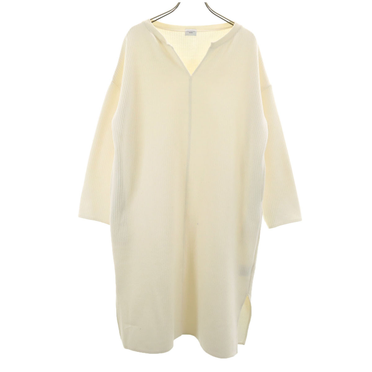 URBAN RESEARCH DOORS アーバンリサーチドアーズ 長袖 スキッパーカラー ニット ワンピース ONE アイボリー レディース拍卖