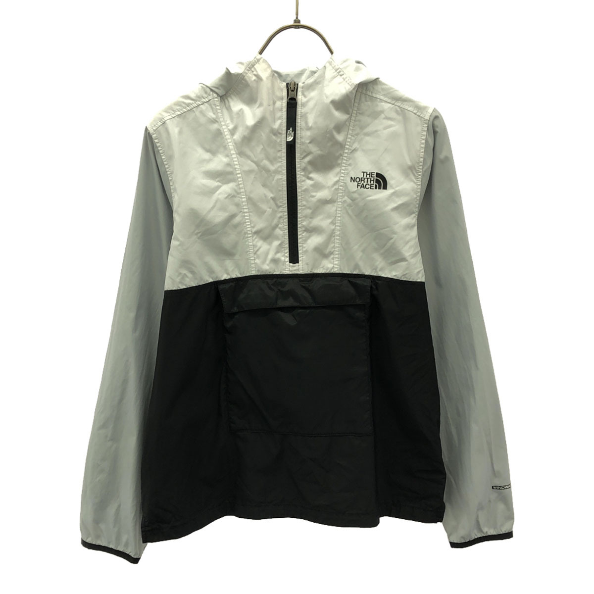 THE NORTH FACE ザノースフェイス ロゴプリント ハーフジップ マウンテンパーカー L(14/16) ホワイト アウトドア キッズ拍卖
