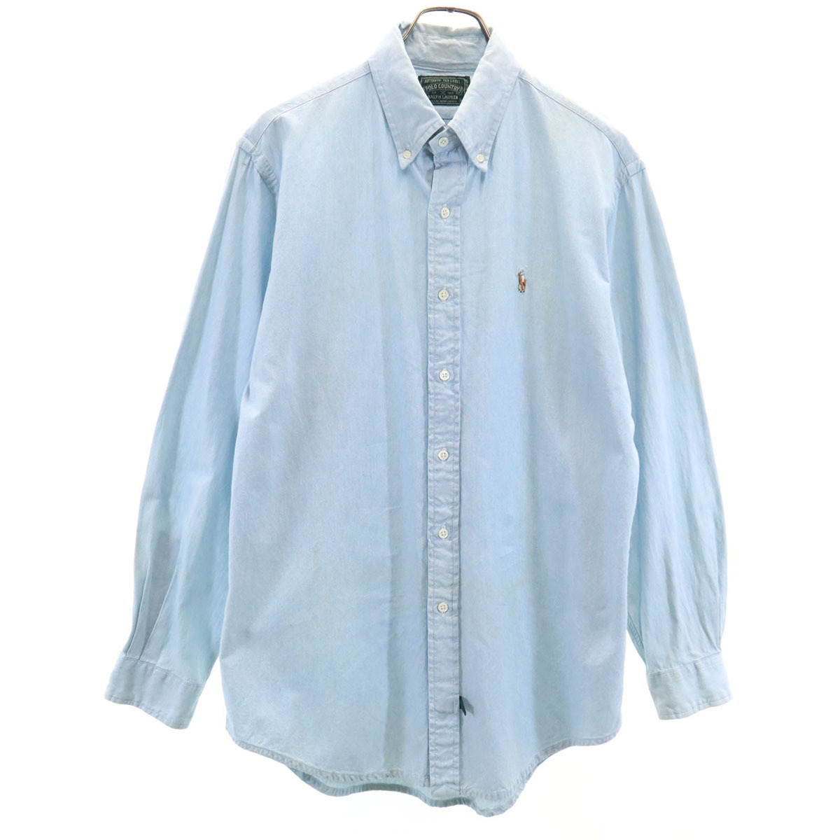 POLO COUNTRY ポロカントリー 80s 90s オールド 長袖 コットンシャツ M ライトブルー ラルフローレン メンズ拍卖