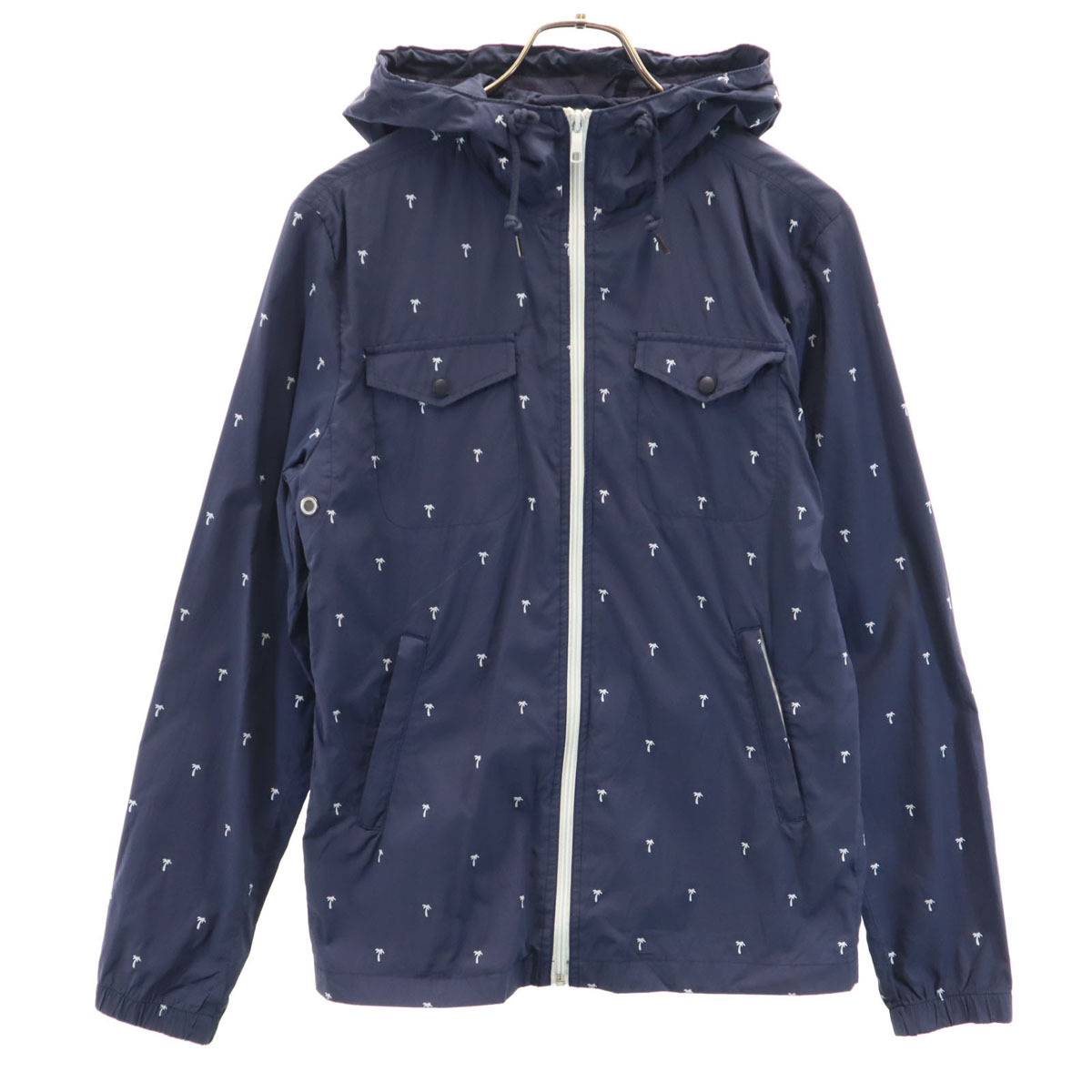 ZARA ザラ パームツリー柄 ウィンドブレーカー S ネイビー ヤシの木 ジャケット レディース拍卖