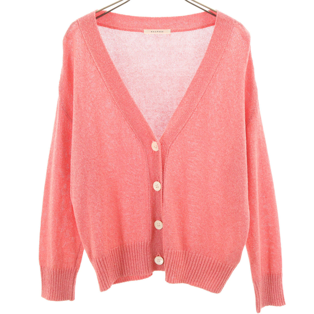 MACPHEE マカフィー 日本製 長袖 ニットカーディガン S ピンク レディース拍卖