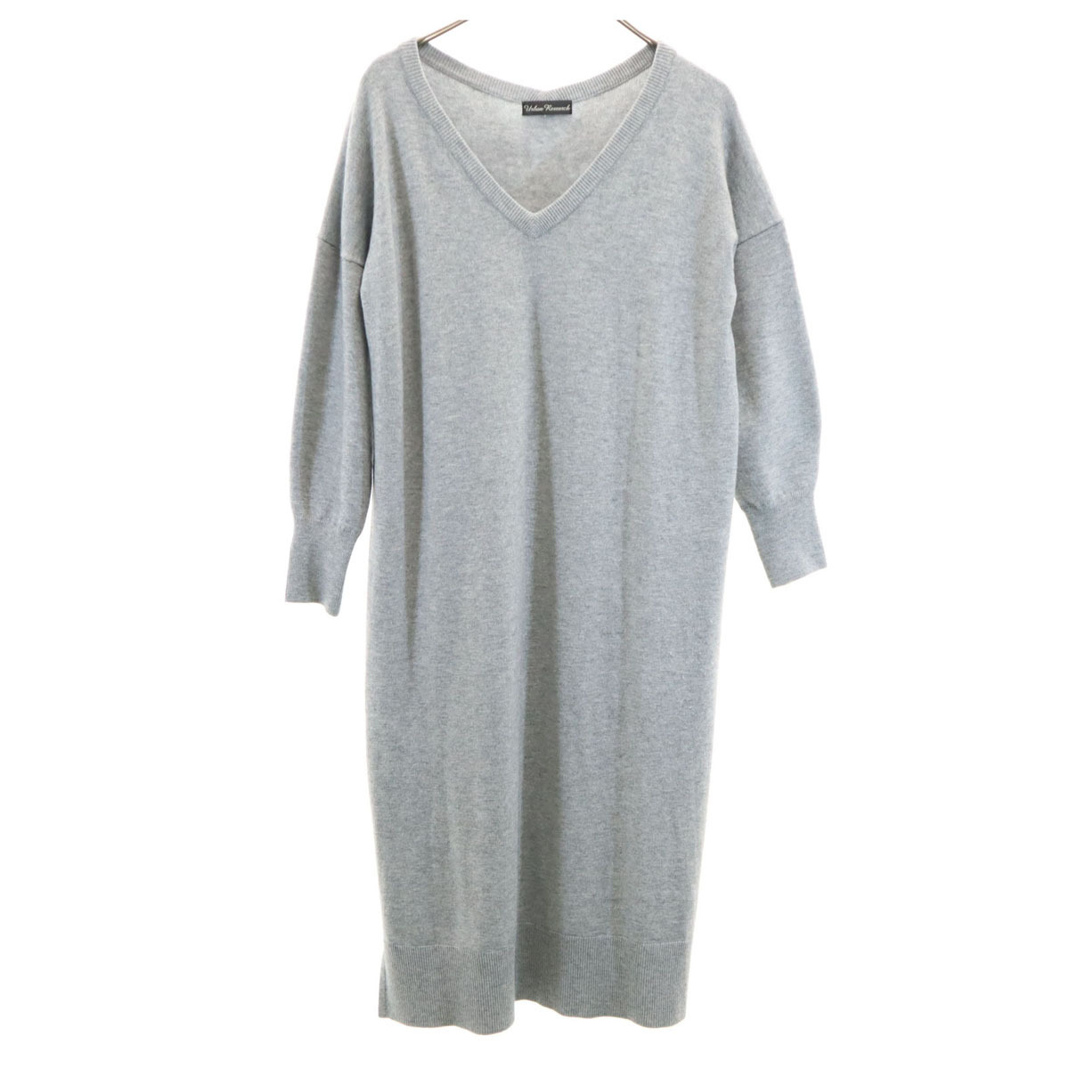 URBAN RESEARCH アーバンリサーチ 長袖 Vネック ニット ロングワンピース F グレー レディース拍卖