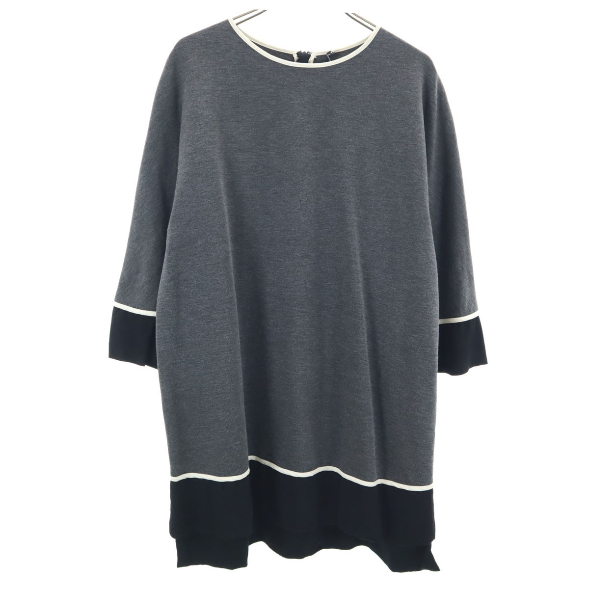 LIVIANA CONTI リビアナコンティ イタリア製 7分袖 天竺 ジャージー生地 チュニック 40 チャコールグレー レディース拍卖
