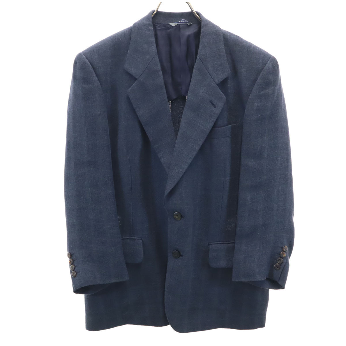 GIVENCHY ジバンシィ 90s リネン オールド チェック柄 テーラードジャケット S チャコール メンズ拍卖