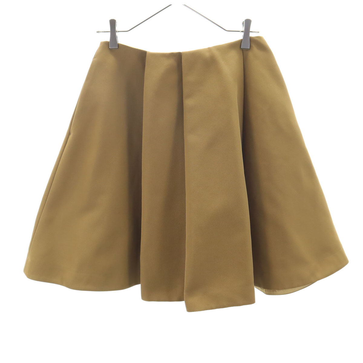 JIL SANDER NAVY ジルサンダーネイビー イタリア製 ミディ丈 プリーツスカート 34 カーキブラウン フレア レディース拍卖