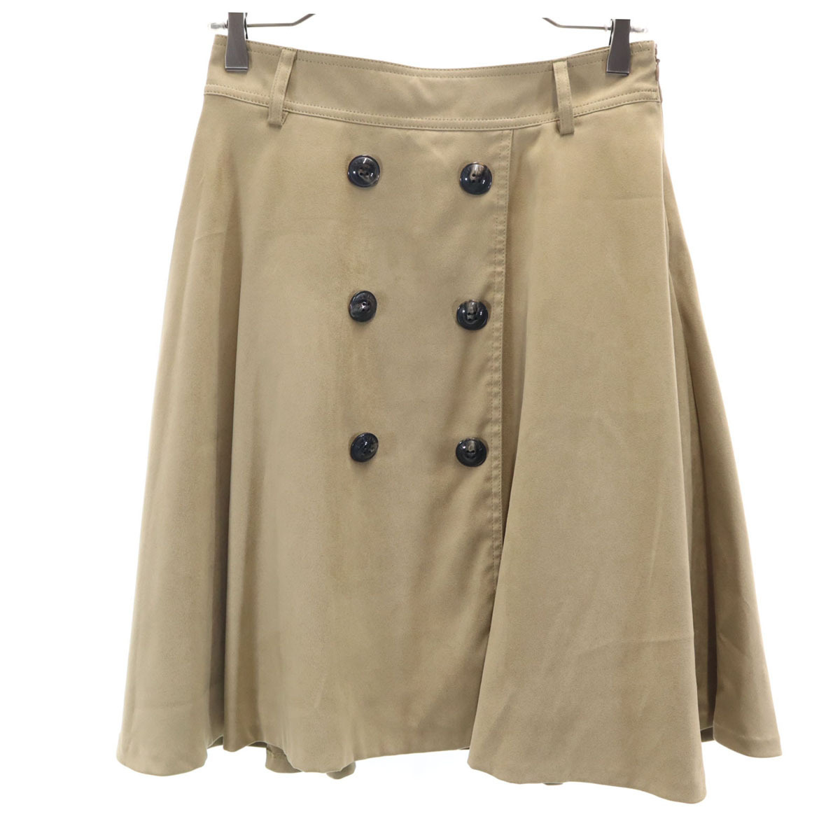 BLUE LABEL CRESTBRIDGE ブルーレーベルクレストブリッジ ミディ丈 フェイクスエード フレアスカート 38 ベージュ レディース拍卖