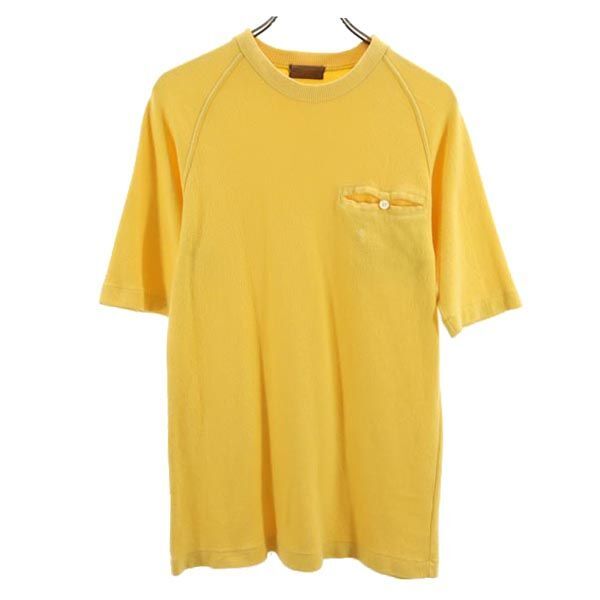 YVES SAINT LAURENT イヴサンローラン ワンポイント刺繍 半袖 Tシャツ L イエロー系 メンズ拍卖