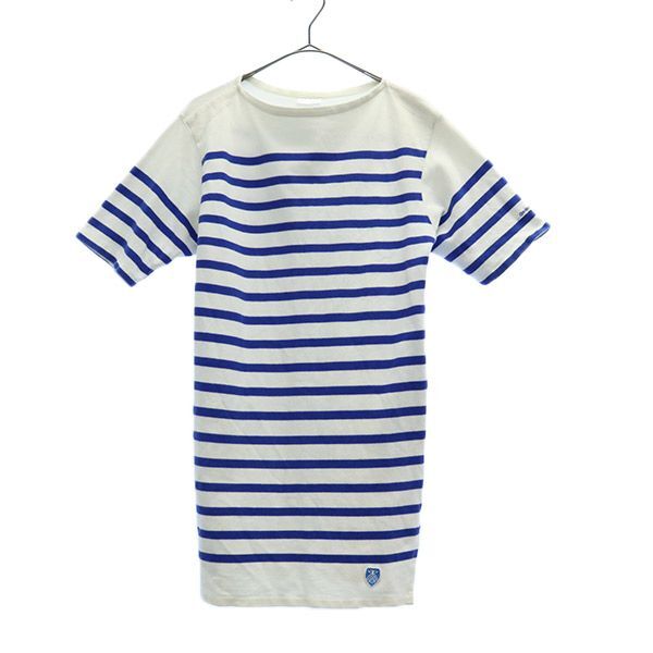 ORCIVAL オーシバル フランス製 ボーダー柄 半袖 Tシャツ ホワイト×ブルー バスクシャツ ボートネック チュニック レディース拍卖