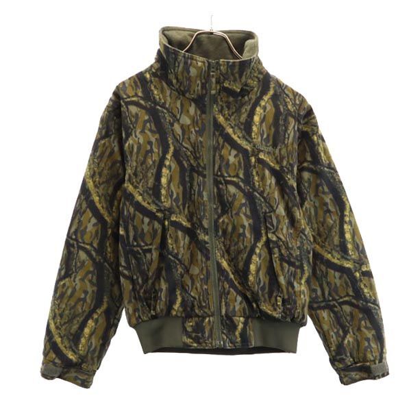 Columbia コロンビア 総柄 アウトドアジャケット XS カーキ系 裏フリース ブルゾン ロゴ刺繍 メンズ拍卖