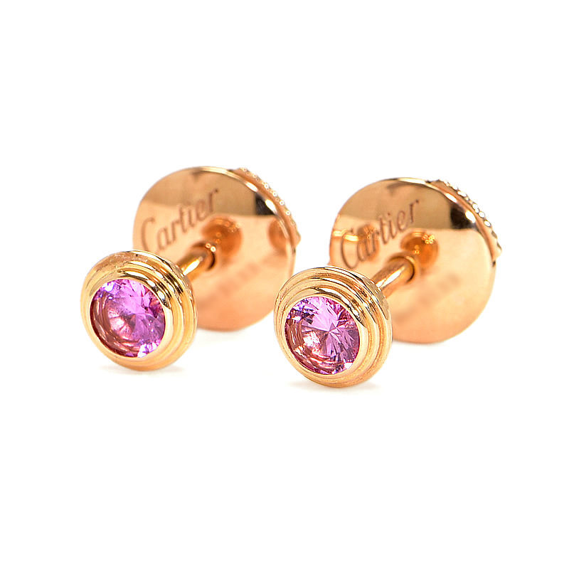 カルティエ ダムールイヤリング B8043400 K18PG ピンクサファイア ダムールピアス スタッドピアス ピンクゴールド 地金1.8g 中古 送料無料拍卖