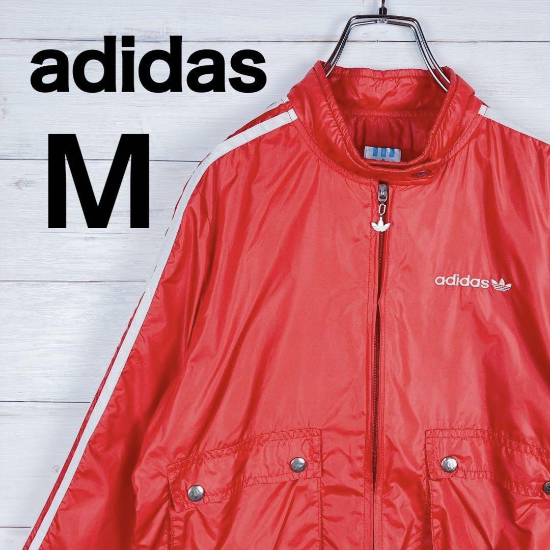 adidas アディダス ナイロンジャケット スリーストライプス 赤 M A-20拍卖
