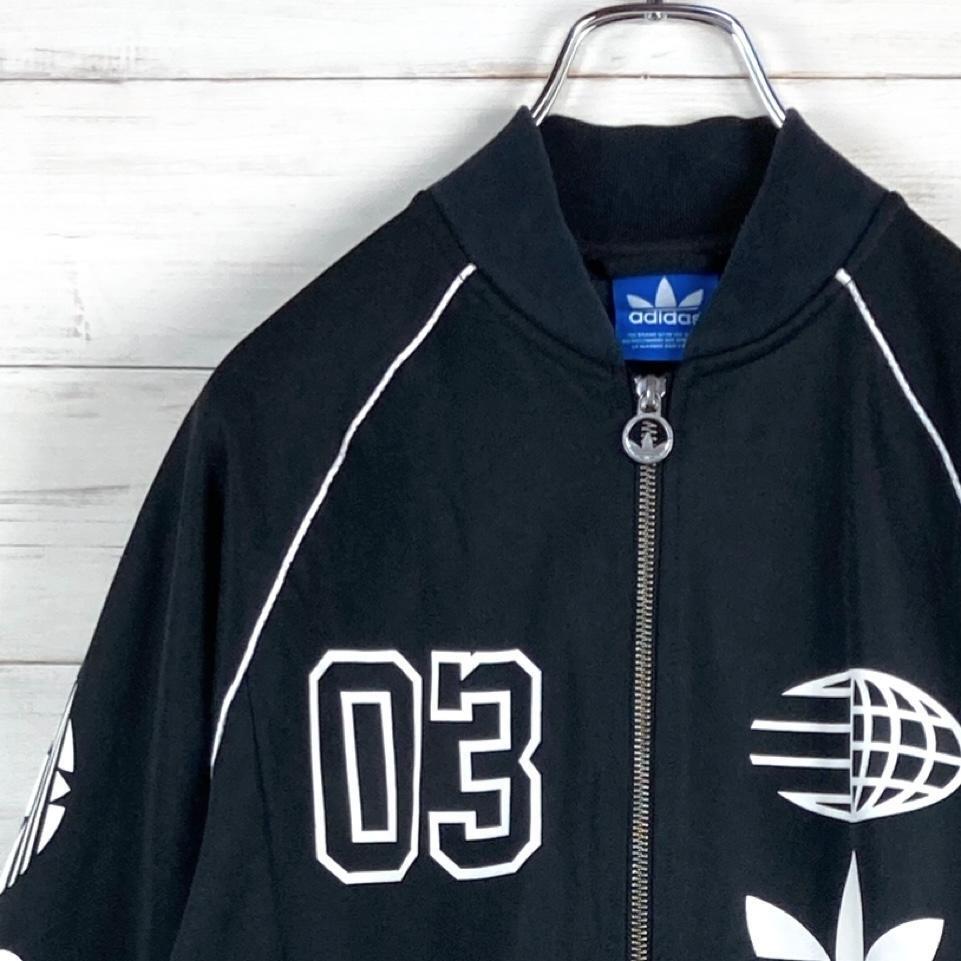 アディダス トラックジャケット ビッグプリント 両袖ロゴプリント 黒 100 A-102拍卖
