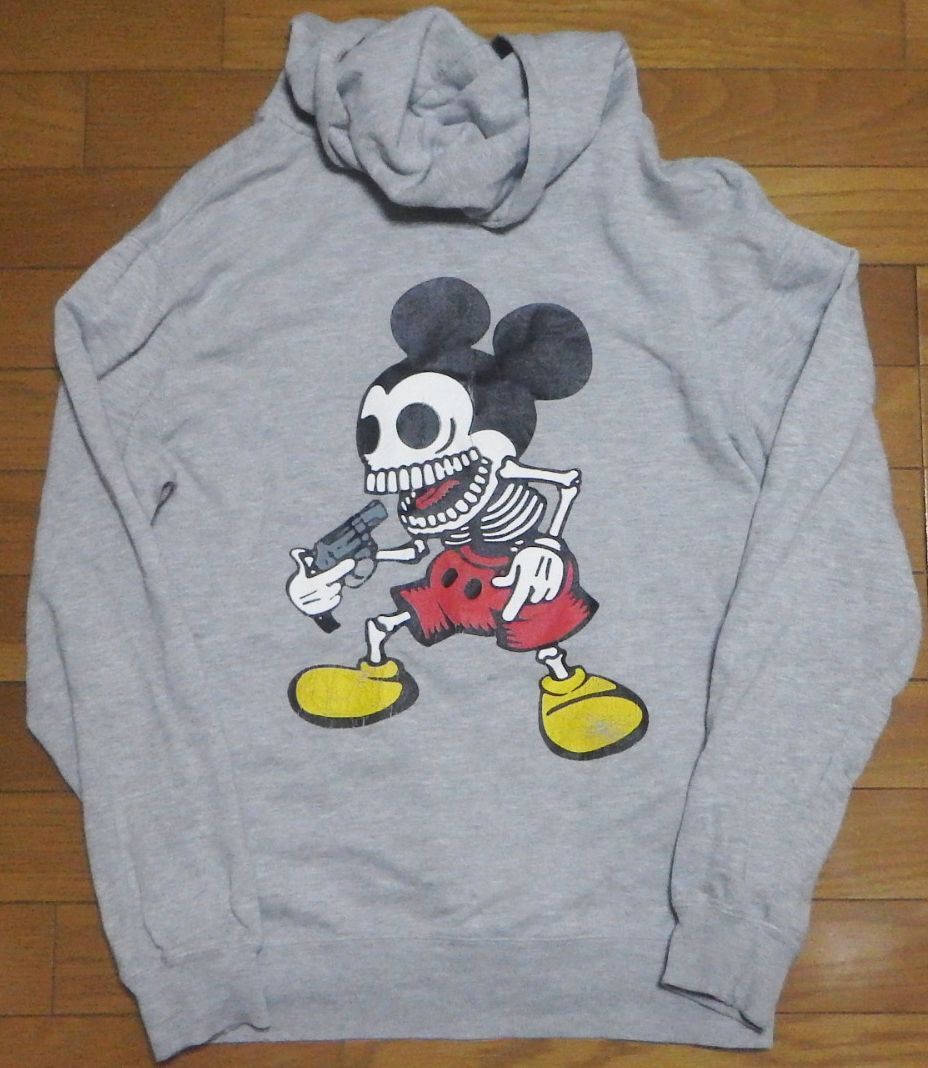 【古着】LATECOMER グレー スウェット パーカー サイズ2 スカル ブラックジョーク 刺繍拍卖